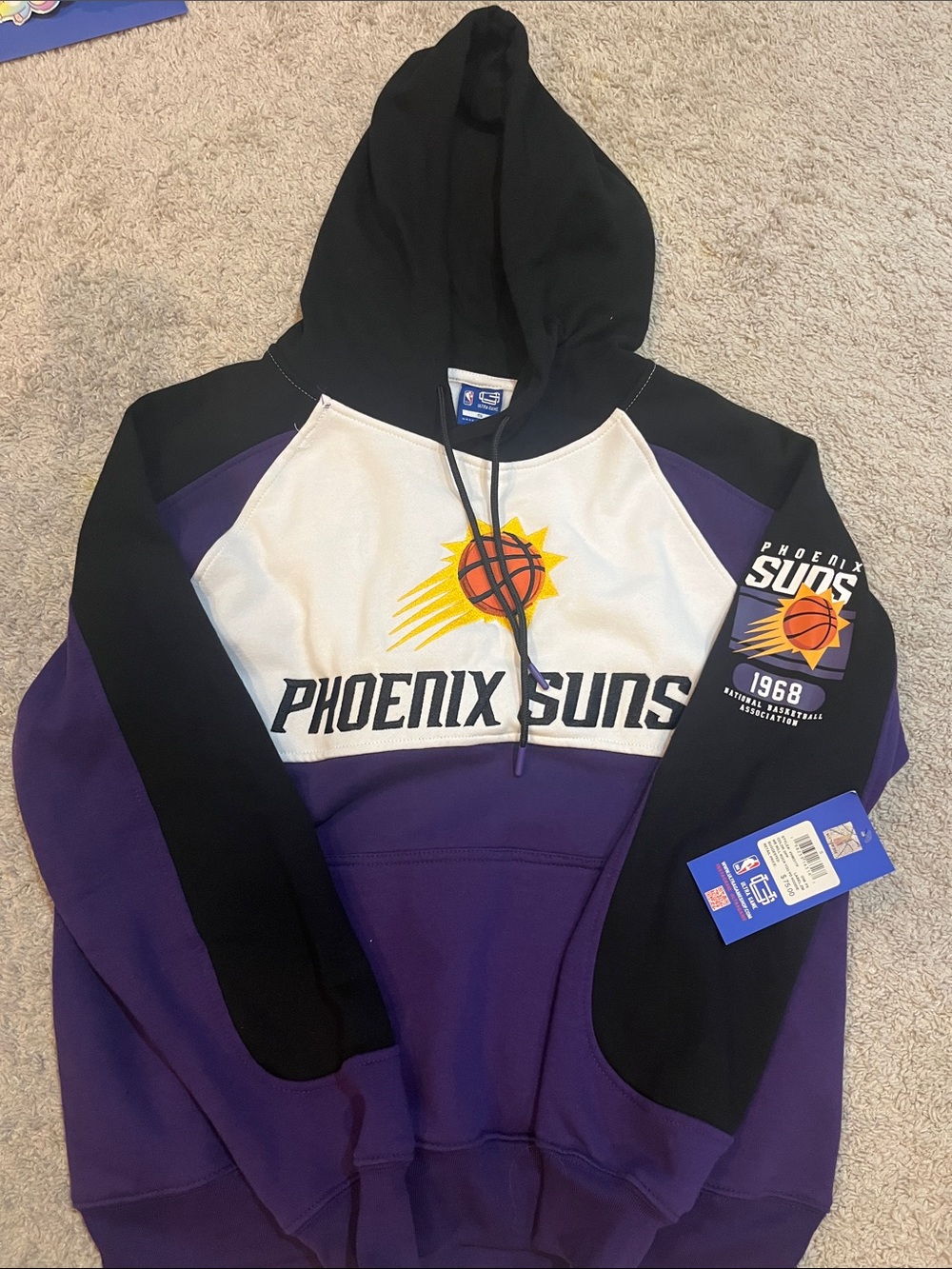 PHX Suns Hooded -Style pullover sweater- Black, White & Purple .